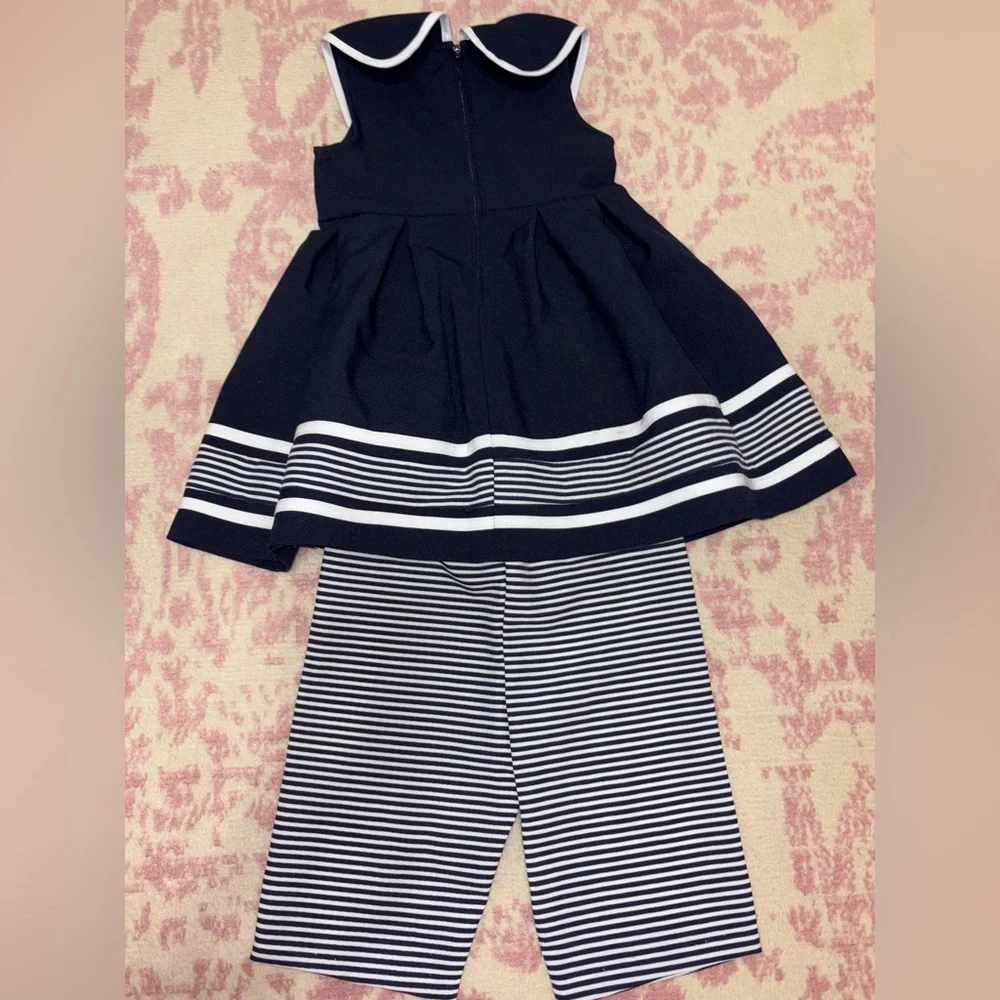 Bonnie Jean Navy and White Sailor Stripe Matching Set - Picture 8 of 10